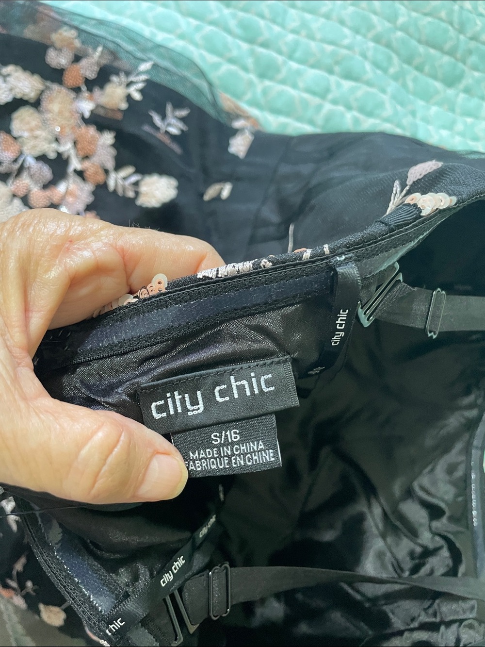 City chick convertible, strapless floral sequin brocade corset dress - Picture 6 of 9